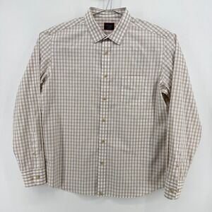 UNTUCKit Button Down Shirt Mens XL Tan Gingham Cotton Wrinkle Free Slim Fit